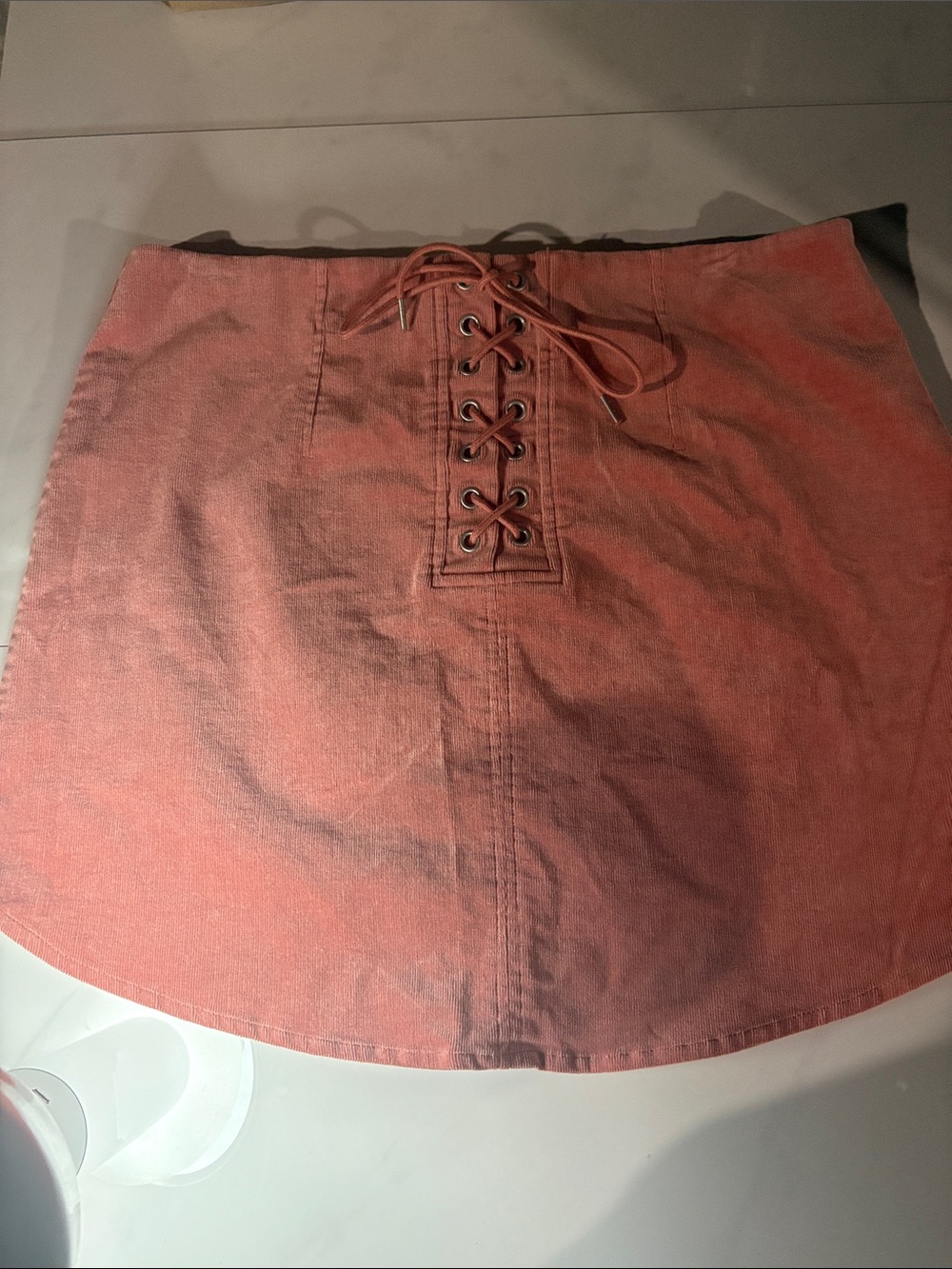 Forever 21 Coral Lace-Up Mini Skirt